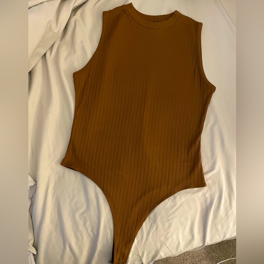 Eclipse - Brown Ribbed Sleeveless Bodysuit